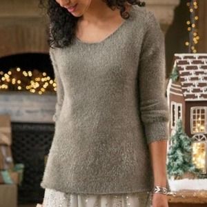 Soft Surroundings XL Subtle Shimmer Pullover Eyelash Fuzzy Soft Cozy Sweater